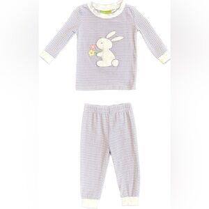 Classic Whimsy purple stripe bunny with embroidered applique pajama size 9 month